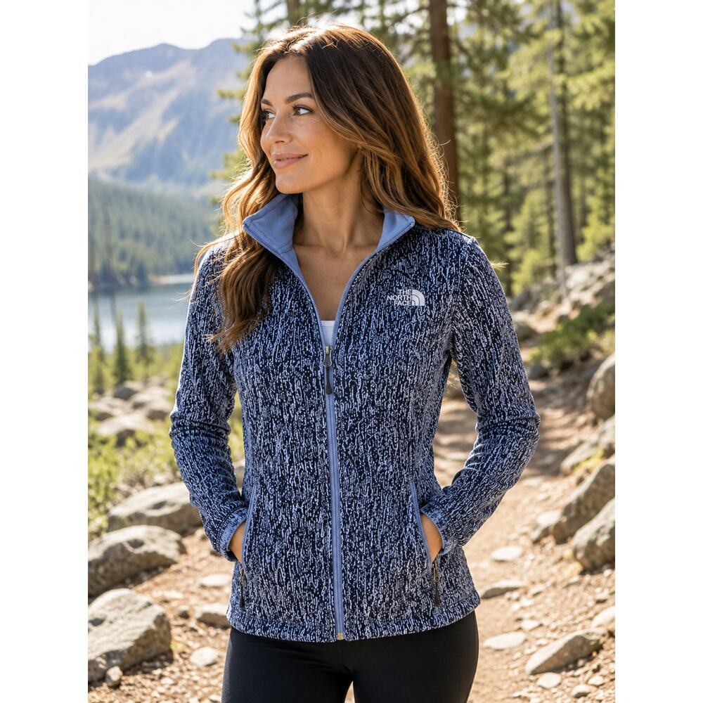 The North Face Apex Bionic Blue Gray Printed Softshell Fleece Lined Jacket Small